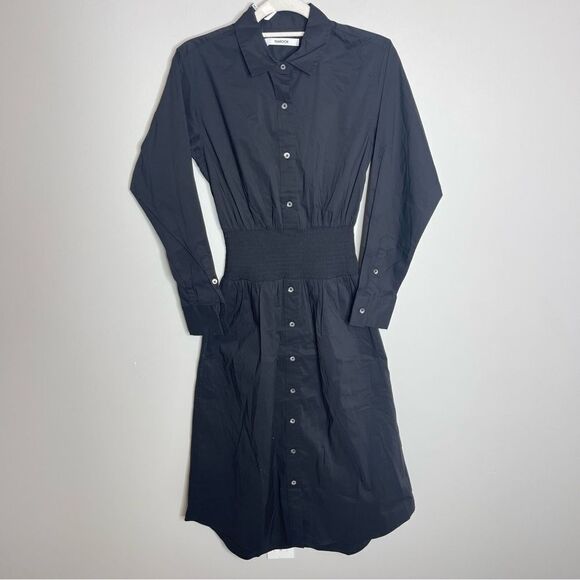 black $250 Thakoon Smocked Waist Maxi Dress With Ladder Trim In BLACK - Picture 3 of 10